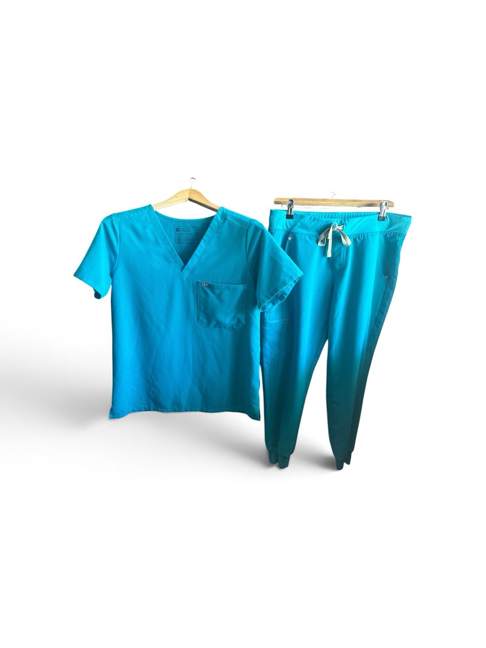 FIGS Technical Collection Top and Pants Set Turquoise Bright Blue Medical Outfit